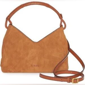 STAUD Valerie Tan Suede Shoulder Bag